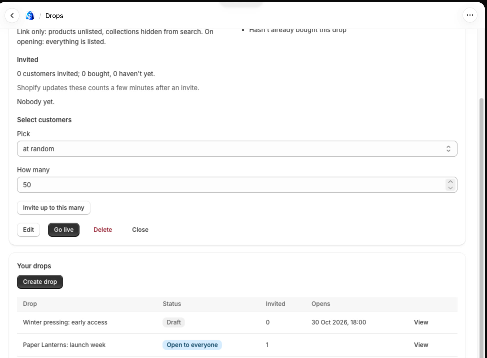 Invite customers, then go live