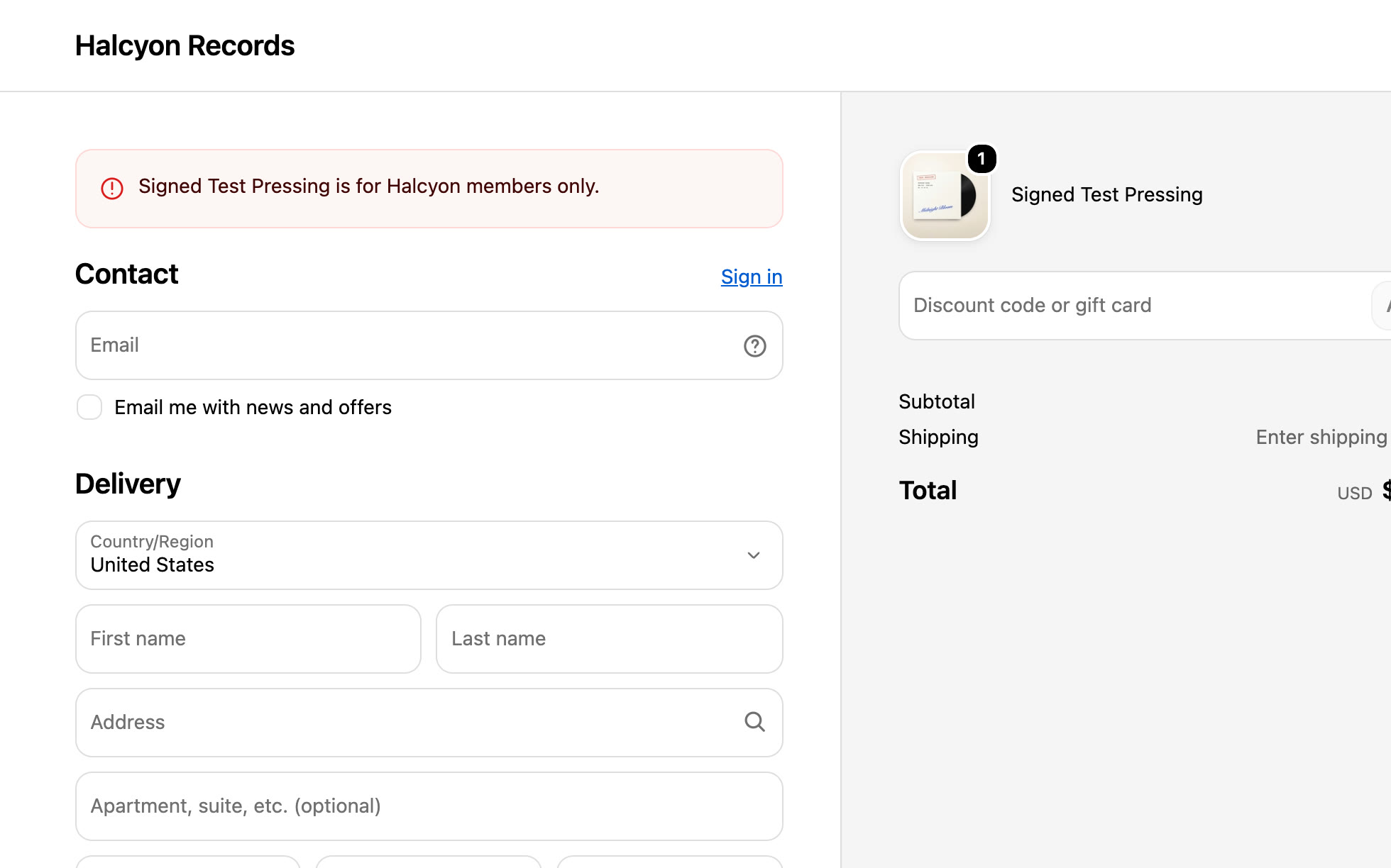Checkout only sells to members